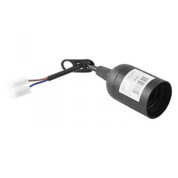 Патрон Е27 подвесной с клеммной колодкой пластиковый черный EKF