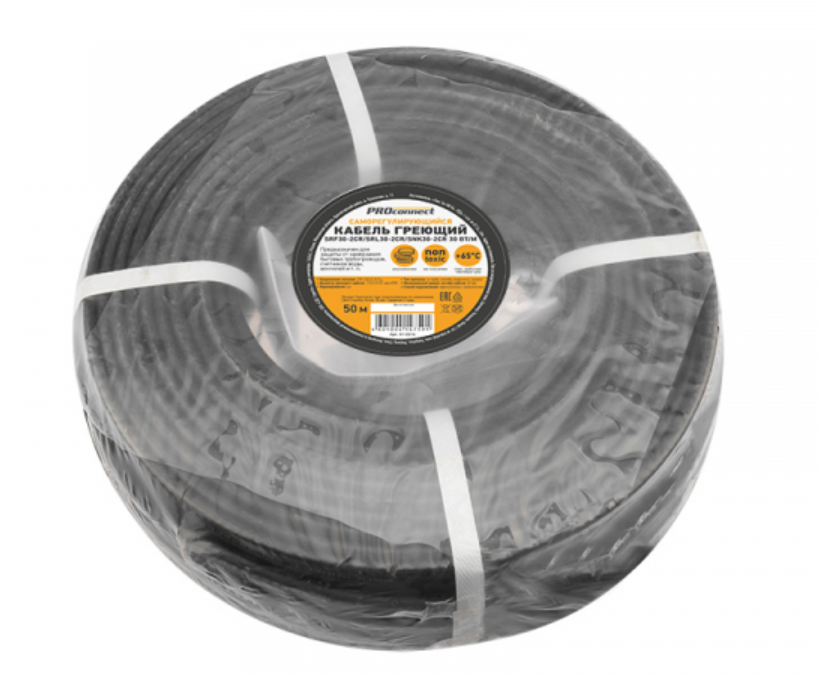 Кабель греющий саморегулирующийся экранированный SRF30-2CR/SRL30-2CR/SNK30-2CR (30 Вт/1 м), 50 м PROconnect 51-0216